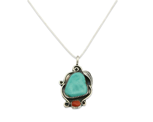 Navajo Necklace .925 Silver Morenci Turquoise Artist Native C.80's