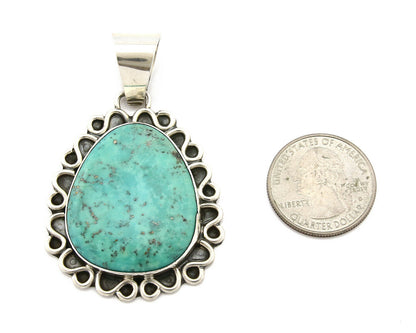 Navajo Pendant .925 Silver Morenci Turquoise Native American C.80's