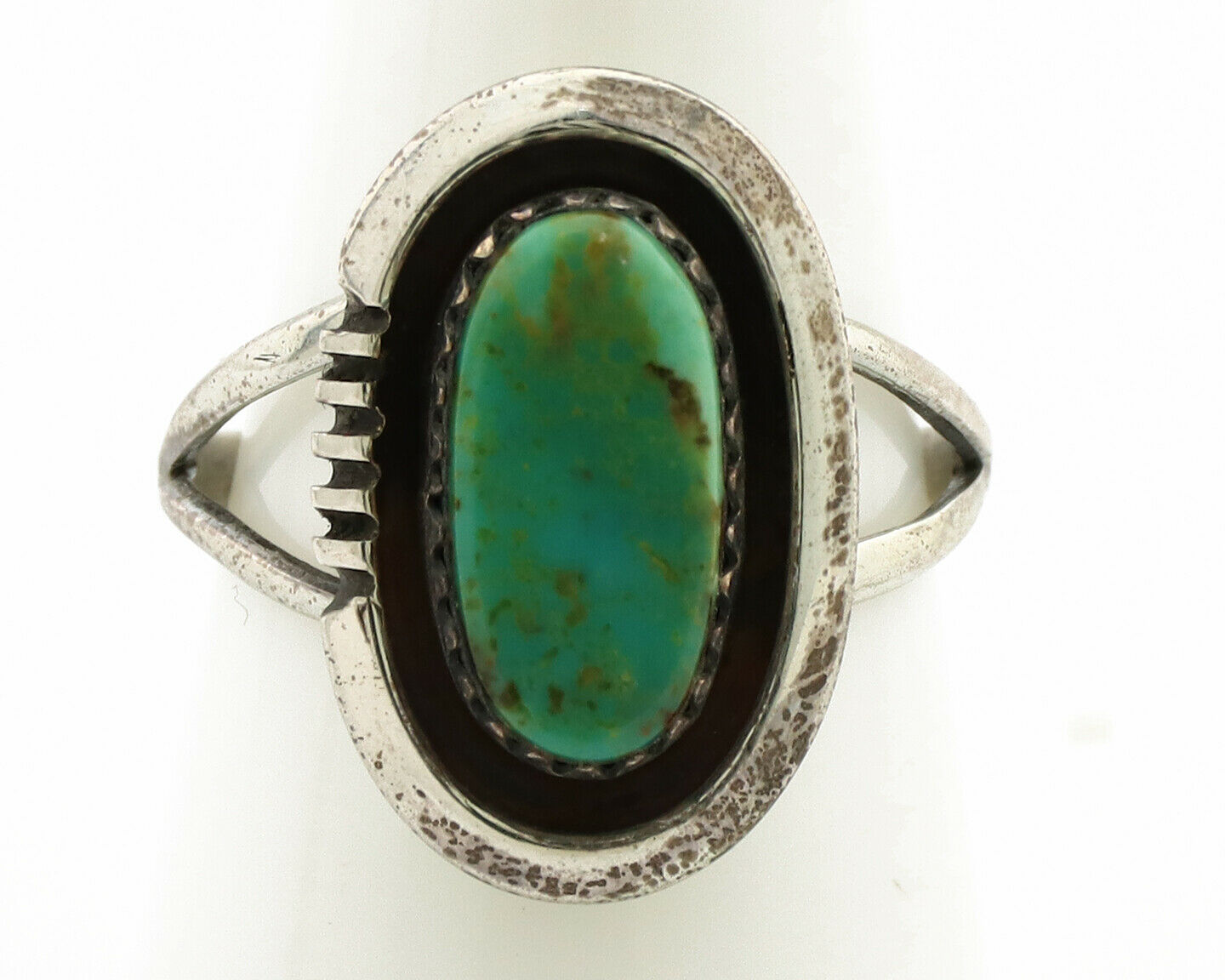 Navajo Ring .925 Silver Sleeping Beauty Turquoise Native American Artist C.1980s