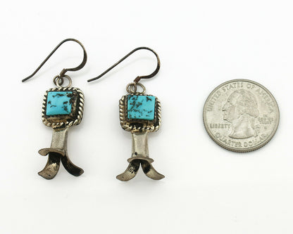 Navajo Concho Earrings .925 Silver Natural Turquoise Native Artist C.80's