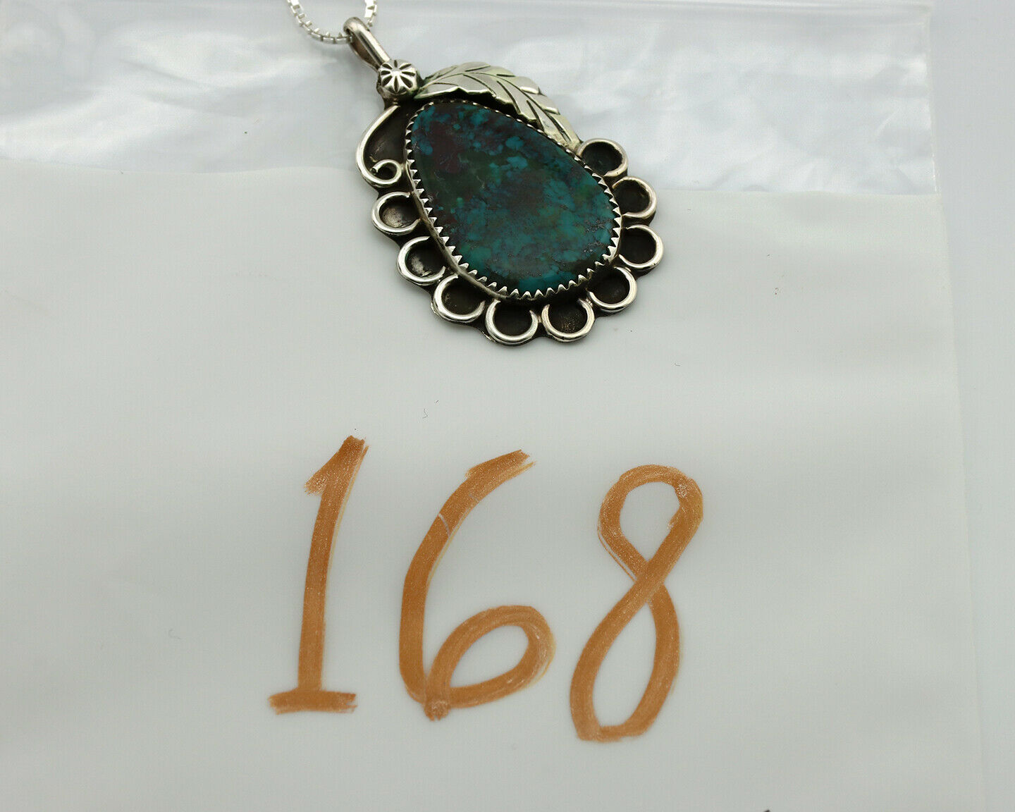 Navajo Necklace .925 Silver Nevada Black Turquoise Signed JR C.1980's