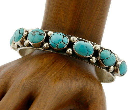 Women's Navajo Turquoise Bracelet .925 Silver Handmade Cuff C.80's