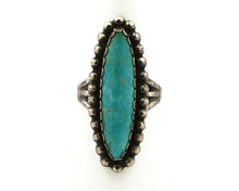 Navajo Ring .925 Silver Kingman Turquoise Signed Artist Sunbell C.80's