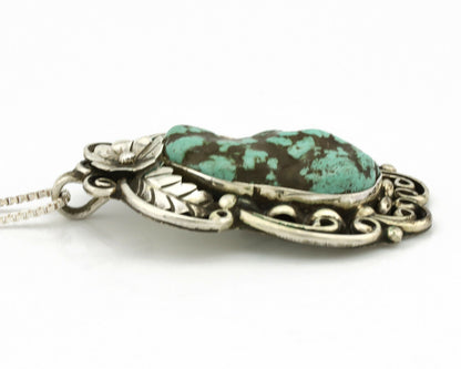 Navajo Necklace .925 Silver Nevada Turquoise Native American Artist C.80's