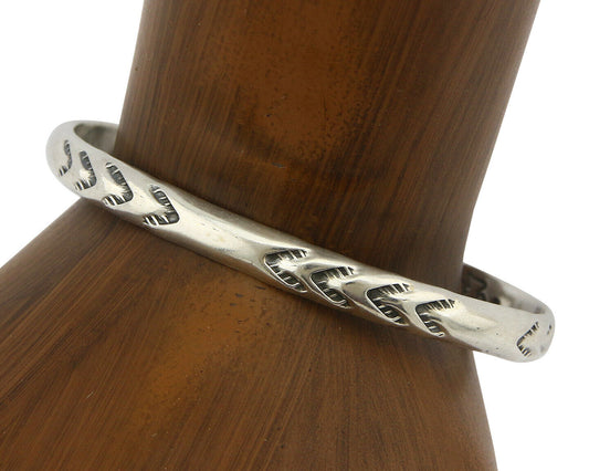 Navajo Bracelet .925 Silver Hand Stamped Arrow Head Artist Montoya C.80's