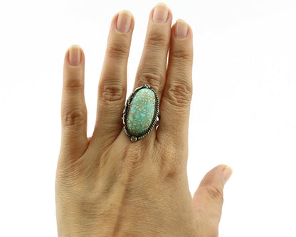 Navajo Ring .925 Silver #8 Turquoise Artist Signed James Martin C.80's