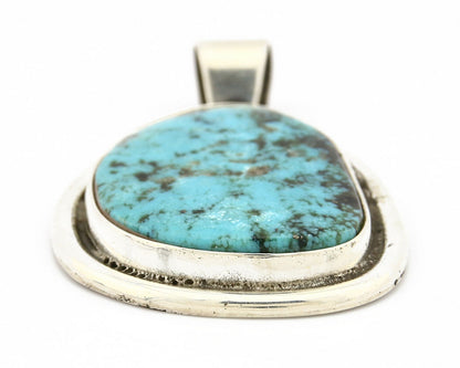 Navajo Pendant .925 Silver Turquoise Mountain Signed Native C.80's