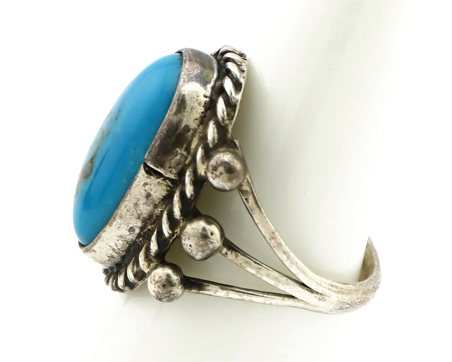 Navajo Ring .925 Silver Arizona Turquoise Handmade Signed MC C80s