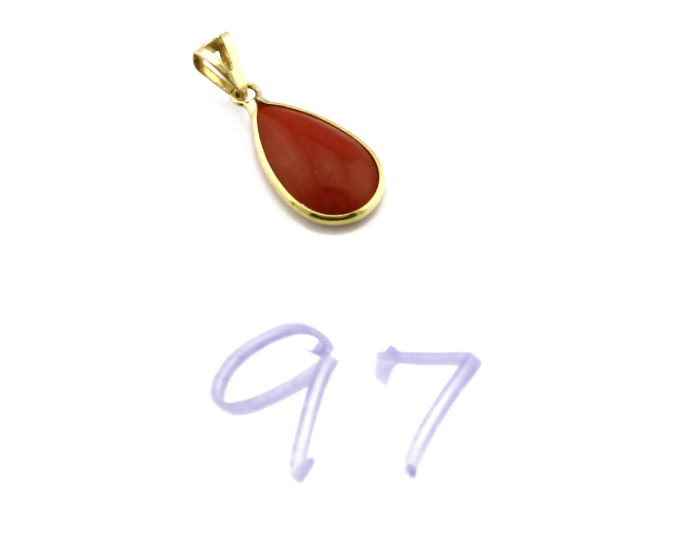 Women's Pendant 18k Yellow Gold Natural Red Mediterranean Coral