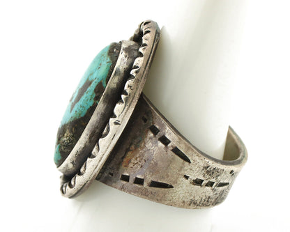 Navajo Ring 925 Silver Bisbee Turquoise Native American Artist C.1980's