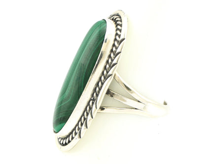 Navajo Ring 925 Silver Natural Green Malachite Signed William Denetdale C.80's