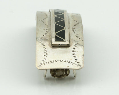 Women's Navajo Hair Clip .925 Silver Inlaid Black Onyx Native American Artist