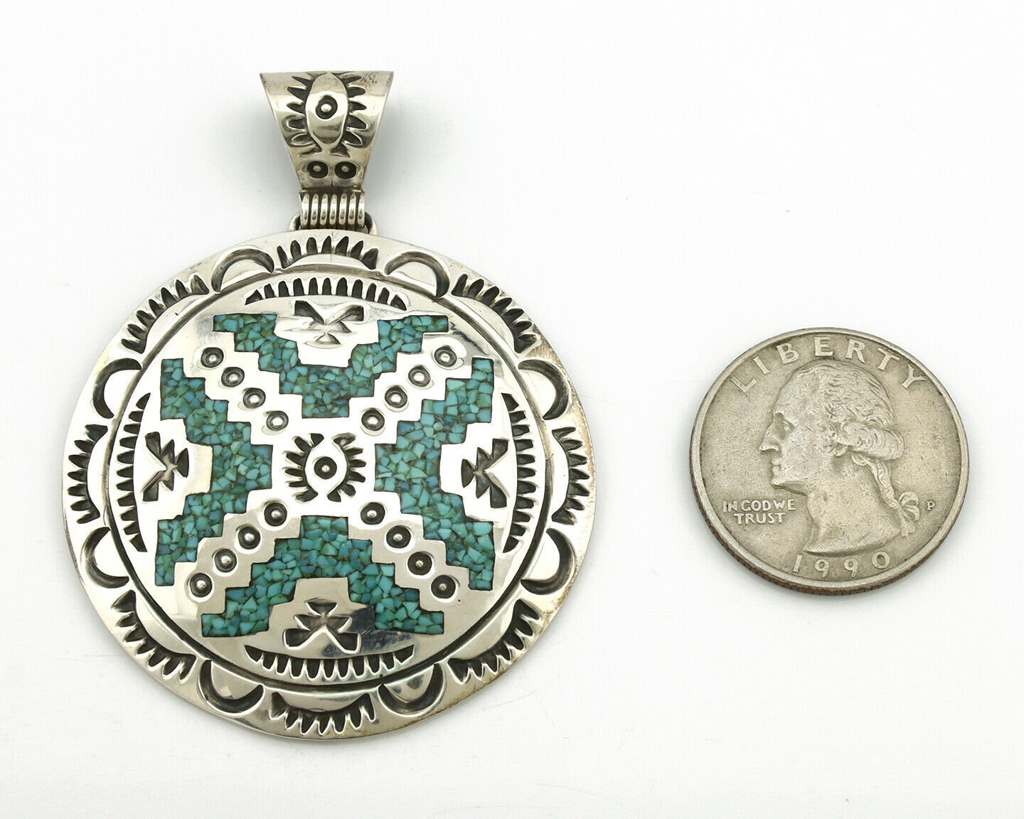 Navajo Necklace .925 Silver Kingman Turquoise Stanley Bain C.80's