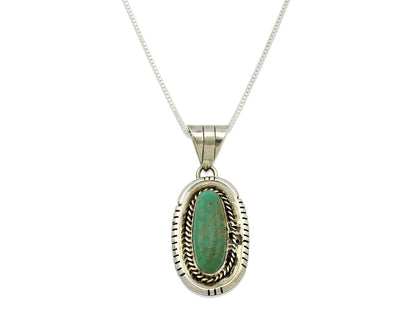 Navajo Necklace .925 Silver Green Turquoise Signed AE C.1980's