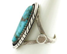 Navajo Ring .925 Silver Blue Gem Turquoise Native American Artist C.80's