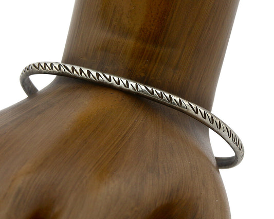 Navajo Bracelet .925 Silver Hand Stamped Handmade Native American Artist C.70's