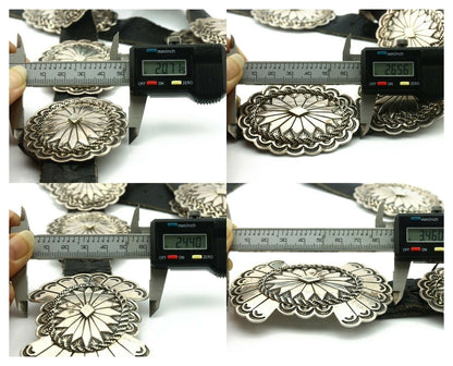 Navajo Concho Belt .925 Silver Hand Stamped Artist Michael Rogers C.80's