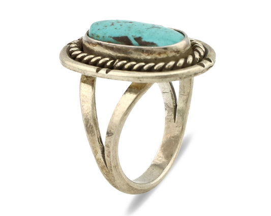 Navajo Ring .925 Silver Blue Turquoise Native American Artist C.1980's