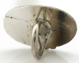Navajo Ring .925 Silver Natural Turquoise Artist Signed KH C.80s