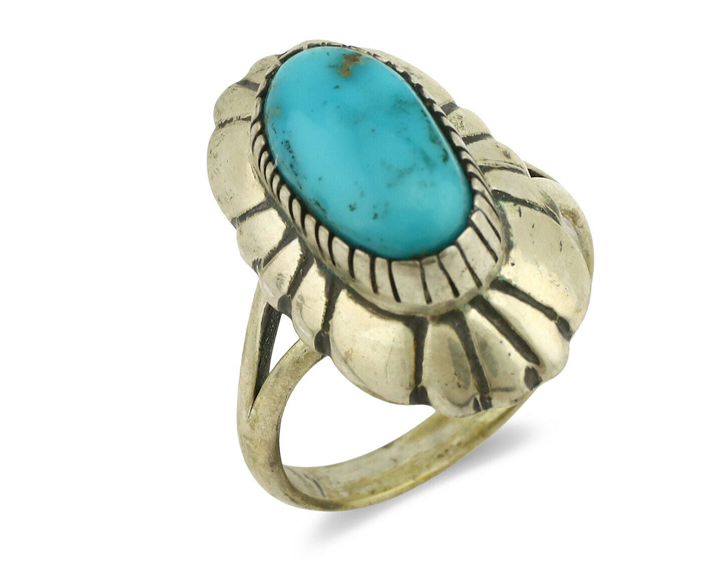 Navajo Ring .925 Silver Arizona Turquoise Signed M Montoya C.80's