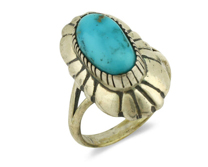 Navajo Ring .925 Silver Arizona Turquoise Signed M Montoya C.80's