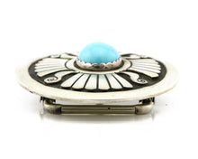 Navajo Belt Buckle .925 Silver Turquoise Signed Artist Benson Boyd Cuff C.80's
