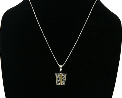 Women's Navajo Necklace .925 Silver & 14k SOLID Gold Artist C.80's Butterfly