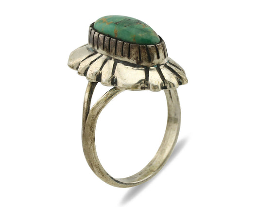 Navajo Ring .925 Silver Natural Mined Turquoise Artist Signed M Montoya C.80's