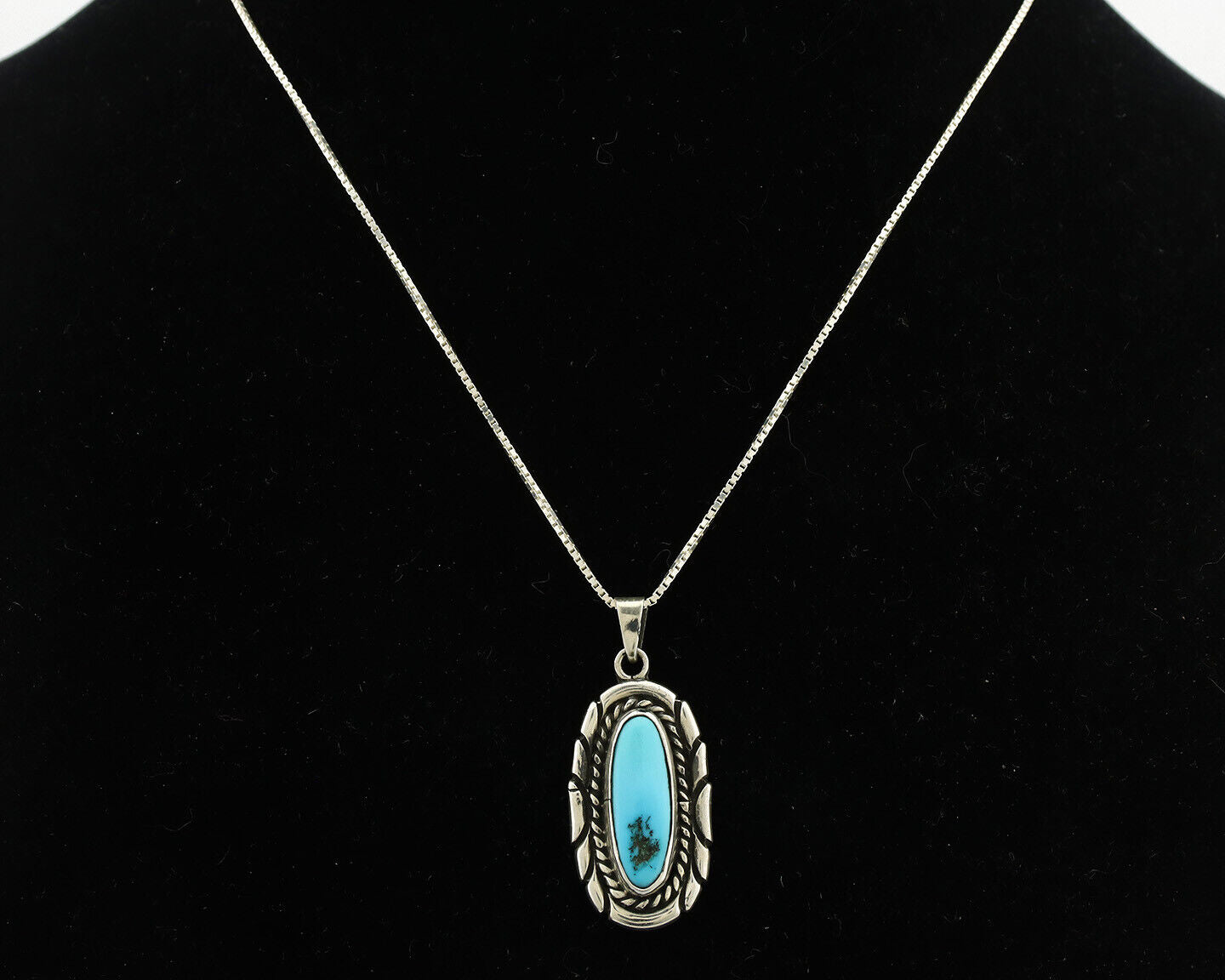 Navajo Necklace 925 Silver Sleeping Beauty Turquoise Signed M Montoya C.80's