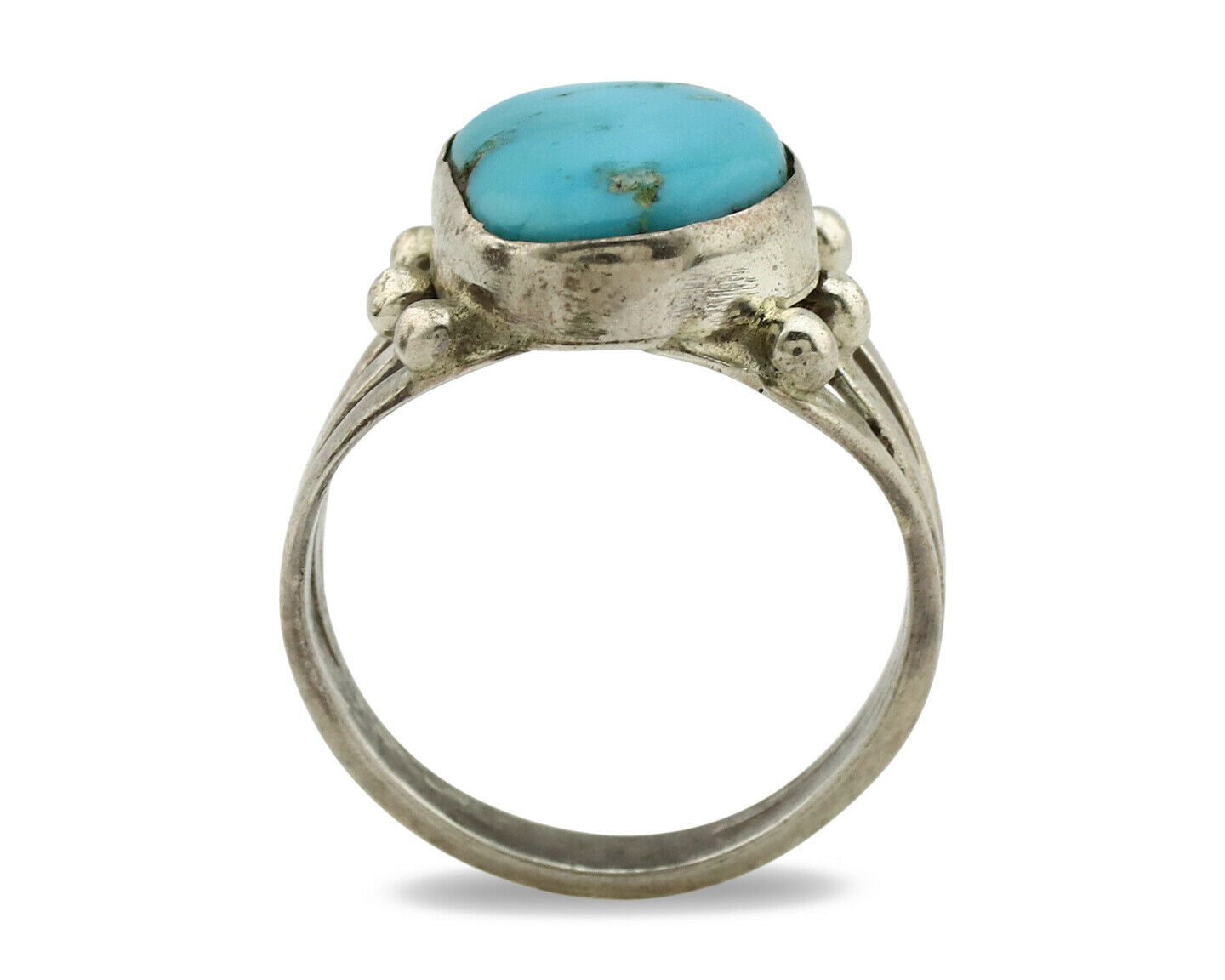 Navajo Ring .925 Silver Blue Turquoise Native American Artist C.1980's