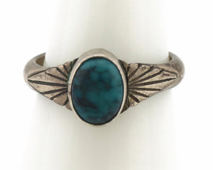 Navajo Ring 925 Silver Natural Mined Turquoise Native Artist C.80's