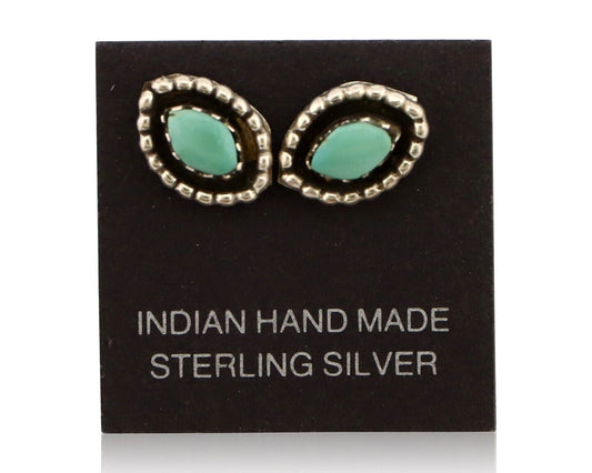 Zuni Earrings 925 Silver Sleeping Beauty Turquoise Native American Artist C.80's
