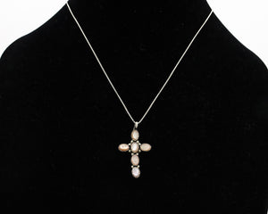 Navajo Cross Necklace 925 Silver Pink Muscle Native American Artist C.80's