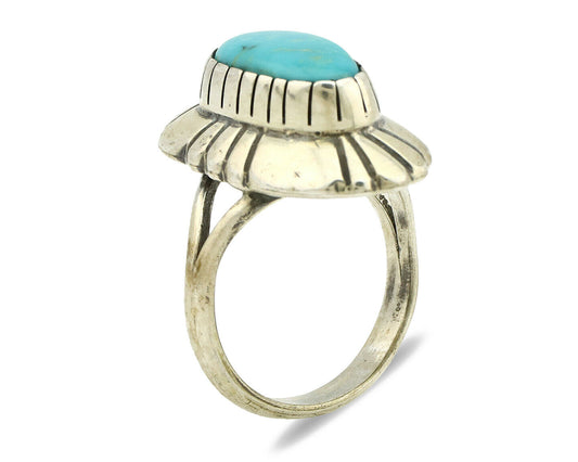 Navajo Ring .925 Silver Arizona Turquoise Signed M Montoya C.80's