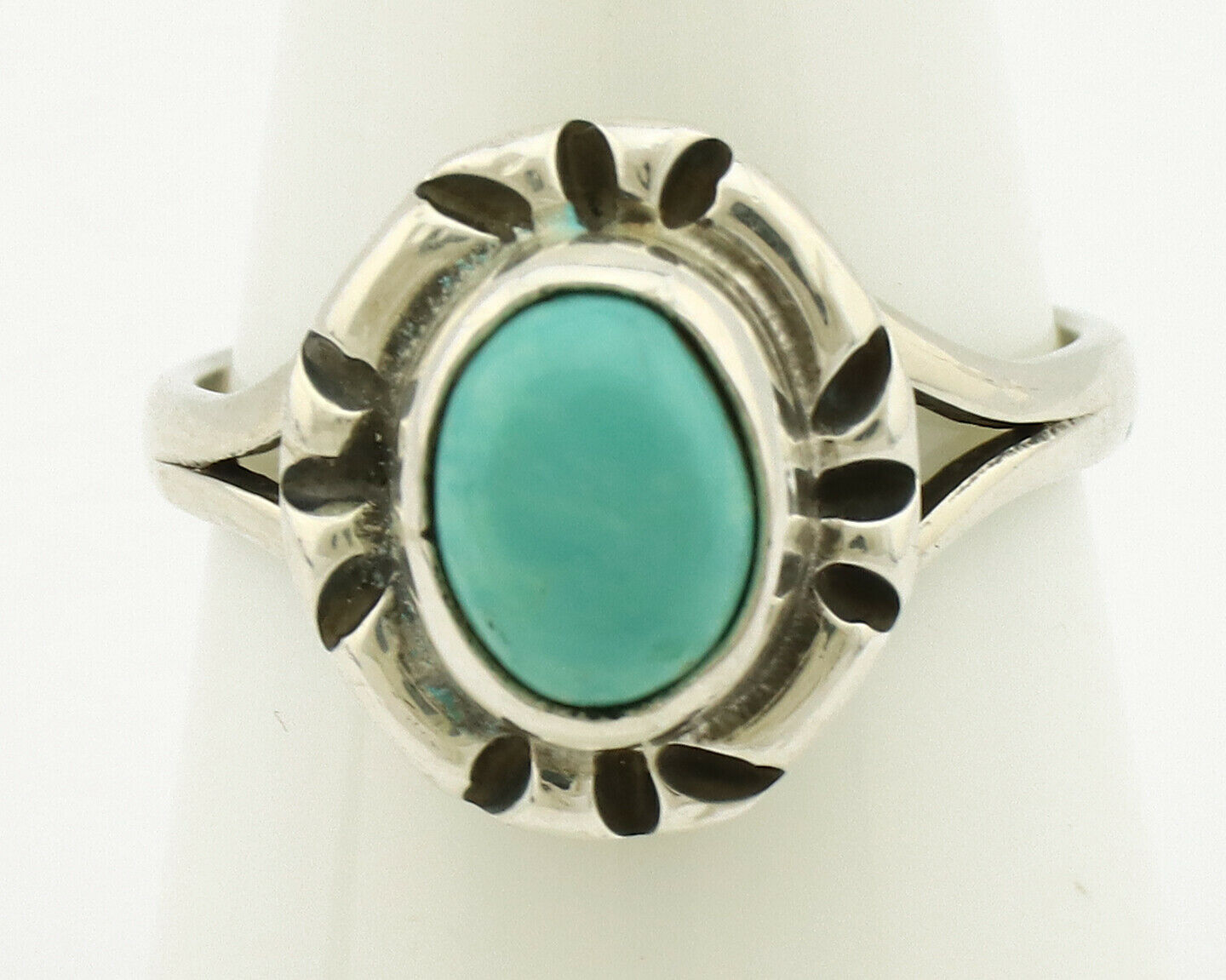 Navajo Ring .925 Silver Kingman Turquoise Artist Signed Gecko C.90's