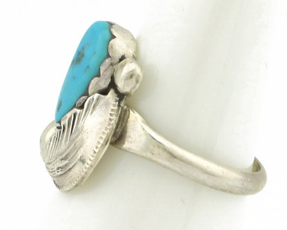 Zuni Ring 925 Silver Natural Mined Blue Turquoise Artist Signed Simplicio C.80's