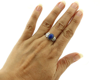 Navajo Ring 925 Silver Natural Royal Blue Lapis Lazuli Native Artist C.80's