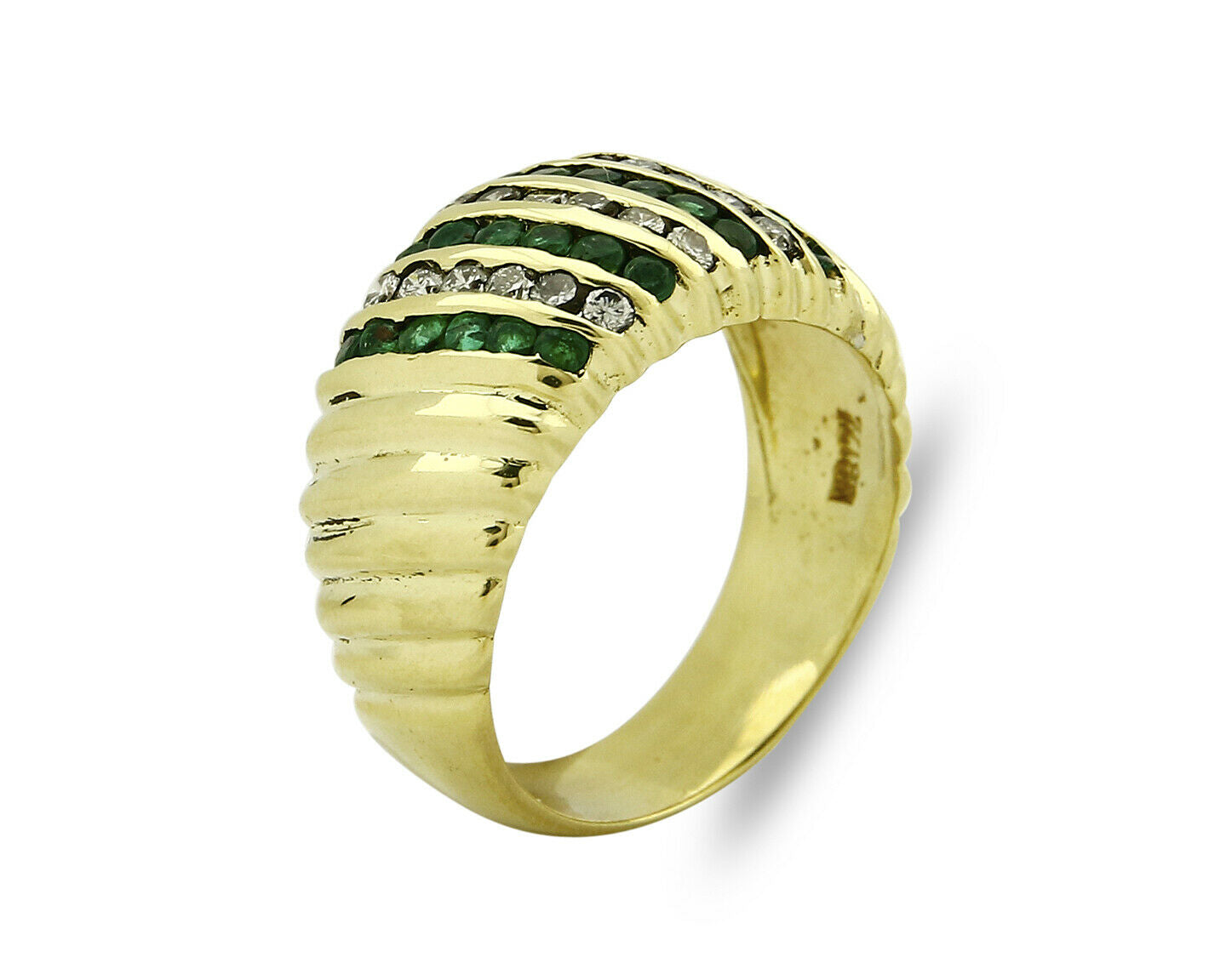 Women's 18k Gold Band Diamond & Emerald Natural Mined 1.0 tcw