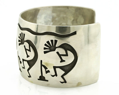 Navajo Overlay Kokopelli Bracelet .925 Silver Artist Native American C.90's