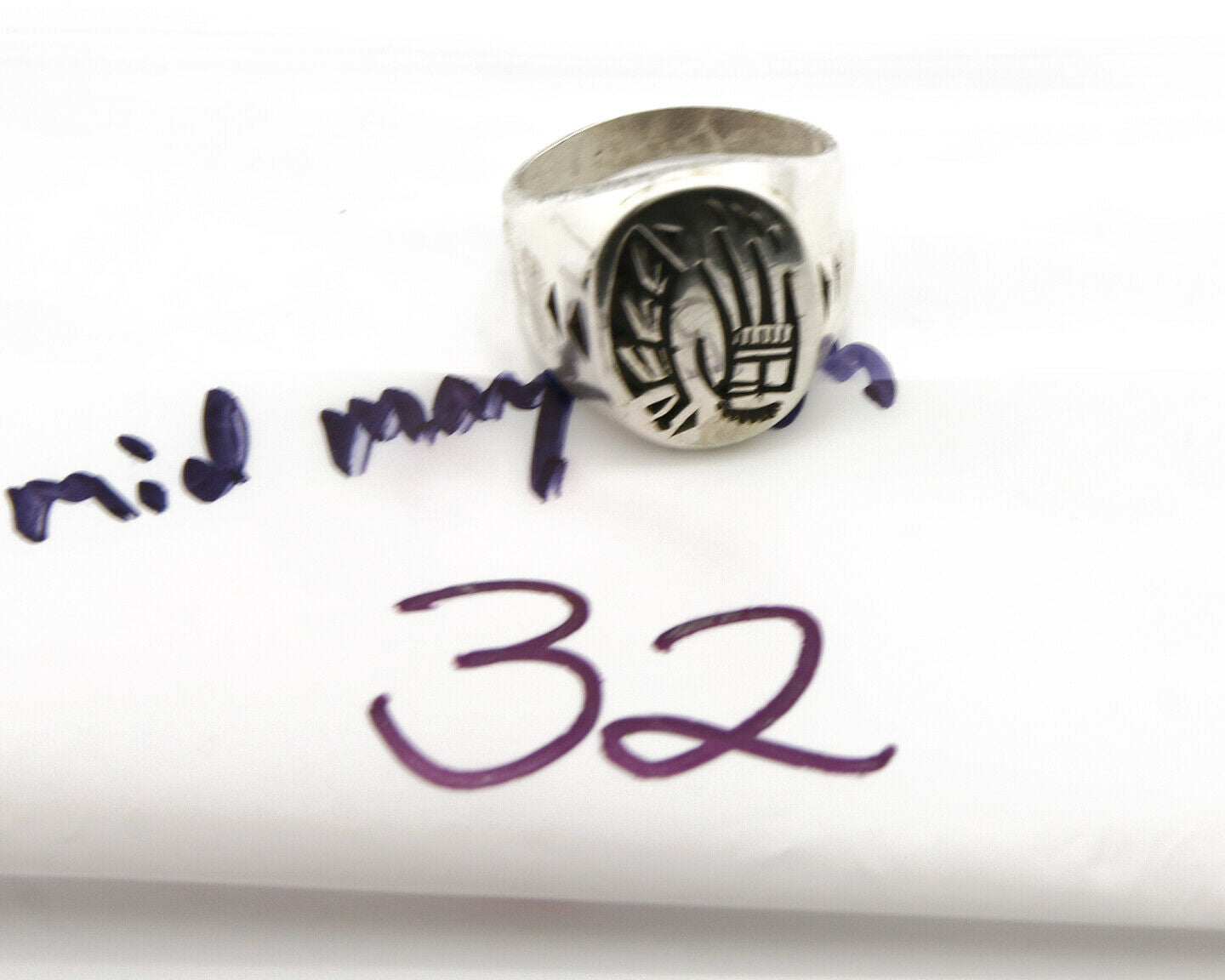 Navajo Ring .925 Silver Morenci Turquoise Signed MB C.80's