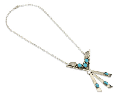 Navajo Necklace .925 Silver Sleeping Beauty Turquoise Signed E C.80's