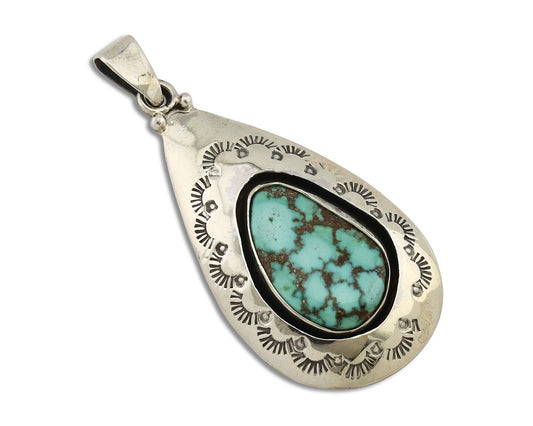 Navajo Pendant 925 Silver Spiderweb Turquoise Artist Signed C Montoya C.80's