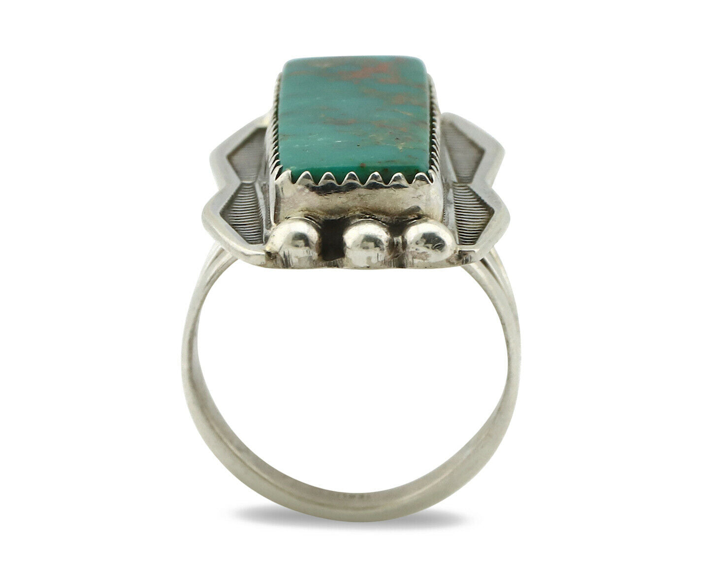 Navajo Ring .925 Silver Natural Aqua Turquoise Signed Apache C.80's