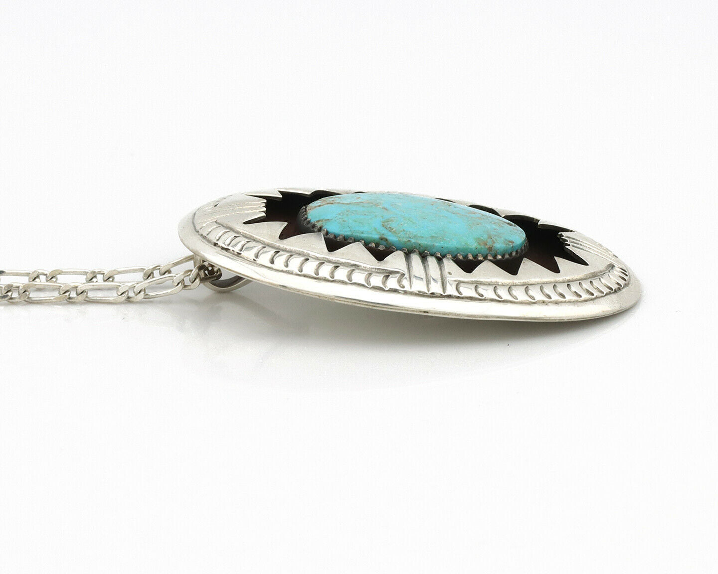 Navajo Pendant .925 Silver Morenci Turquoise Native American C.80's