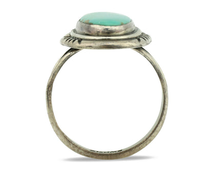 Navajo Ring .925 Silver Kingman Turquoise Native American Artist C.1980's