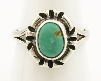 Navajo Ring .925 Silver Kingman Turquoise Artist Signed Gecko C.90's