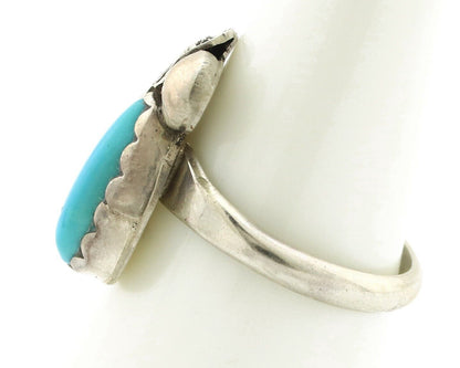 Zuni Ring 925 Silver Natural Mined Blue Turquoise Artist Signed Simplicio C.80's