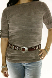 Navajo Concho Belt .925 Silver Signed Sacajawea C.80's