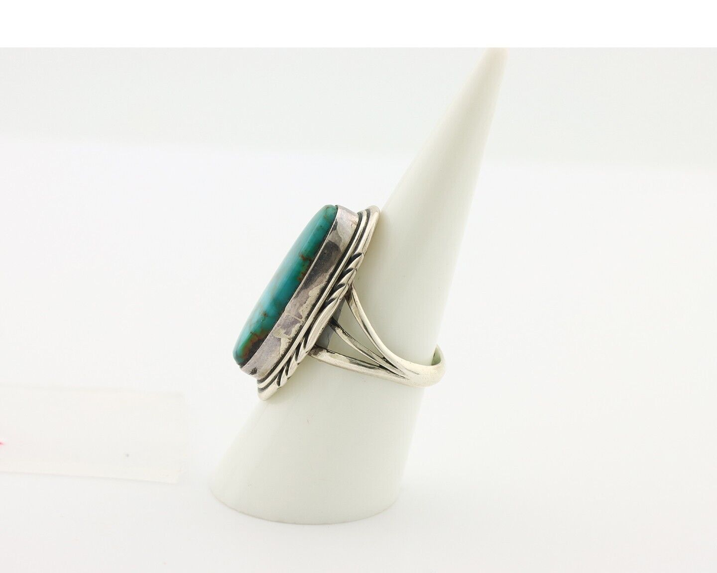 Navajo Ring .925 Silver Blue Gem Turquoise Artist Signed USA C.80's