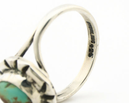 Navajo Ring .925 Silver Kingman Turquoise Artist Signed Gecko C.90's